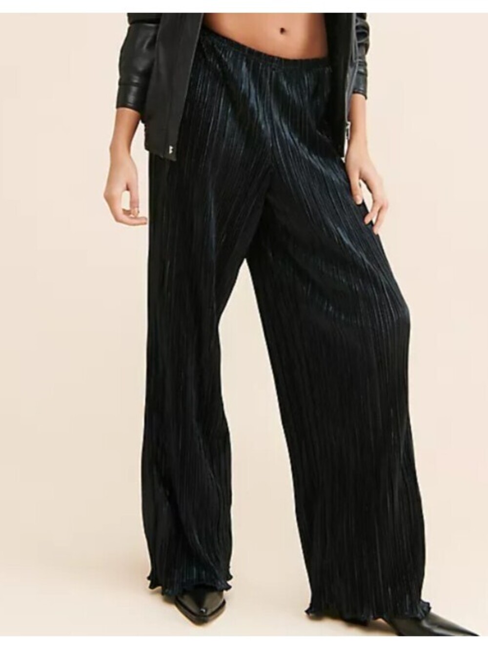 GOOD AMERICAN black shimmer crinkle pants sz S/M